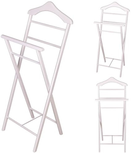 Staboos 3er Set Stummer Diener aus Massiv Holz - klappbarer Herrendiener und Butler - fertig montierter Damendiener Kleiderständer in 3 Farben (Weiß)