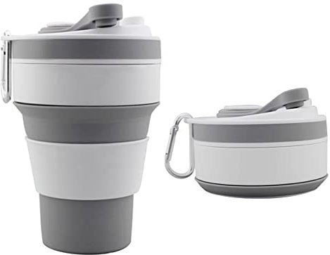 SOOJET Kaffeetasse, faltbar, wiederverwendbar, 350 ml, tragbar, lebensmittelechtes Silikon, BPA-frei, Reisebecher – Grau