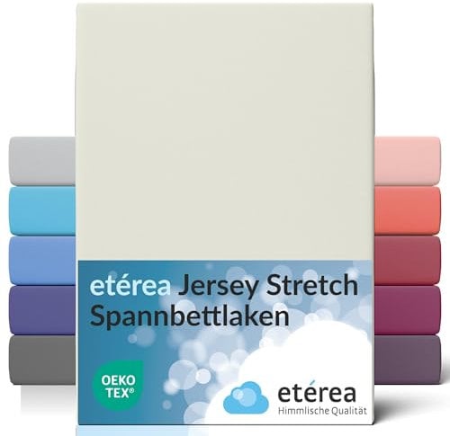 etérea Spannbettlaken für Wasserbett & Boxspringbett 140x200-160x220 cm - Oekotex 95% Baumwolle und 5% Elasthan Spannbetttuch - Öko-Tex Glattes & Feines Bettlaken bis 45 cm Steghöhe - Natur