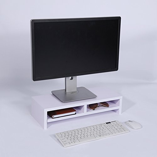 Greensen Support de Moniteur - Support D'écran pour Ordinateur Portable PC - Tablette en Bois Réglable sur 2 Niveaux pour Régler la Largeur du Téléviseur, du PC, de L'ordinateur Portable