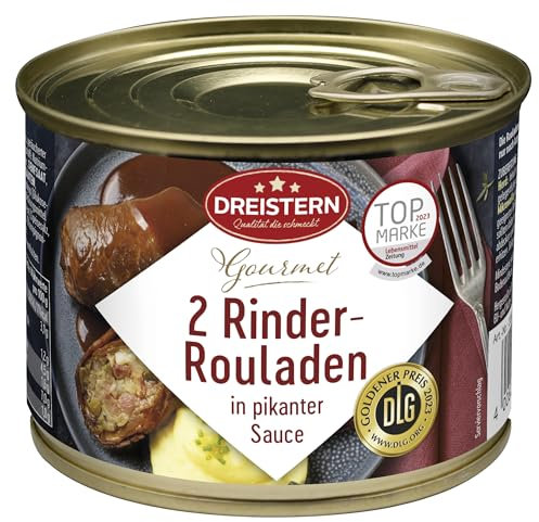 DREISTERN 2 Gourmet Rinderrouladen 500g | leckeres Rindfleisch in der praktischen recycelbaren Konservendose | köstliches Rindfleisch - Qualität die schmeckt