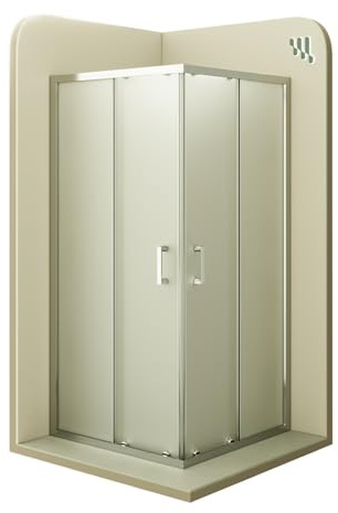Moments of Glass - Mampara de Ducha Diana 70x70x180cm | REVERSIBLE | Puerta corredera, Ajuste 67,5-69,5 x 67,5-69,5cm | Perfiles Cromados, cristal de seguridad ESG Satinado de 6mm