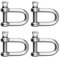 4PCS D Shackle, Heavy-Duty 304 Stainless Steel D Ring, Durable M8 D-Type Load-Bearing Hook Ring, Used for Towing/Installation/Camping/Climbing/Outdoor Sports/Hiking/Travel