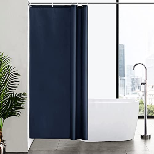 Furlinic Rideau de Douche Bleu Marine Tissu Lavable en Polyester Anti Moisissure Imperméable Rideau de Douche avec 6 Crochets 100x200cm pour Petite Salle de Bain