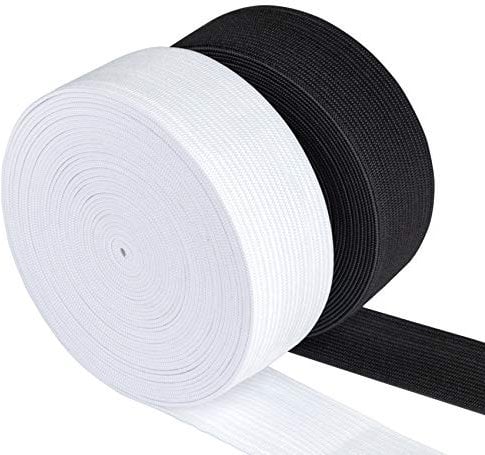 Agoer Gummiband 30mm Breit Weiß Schwarz - 2 Stück 12 Meter (13 Yards) Gummilitze Elastisches zum Nähen, Elastic Band für Haushalt DIY Handwerk (30 MM)