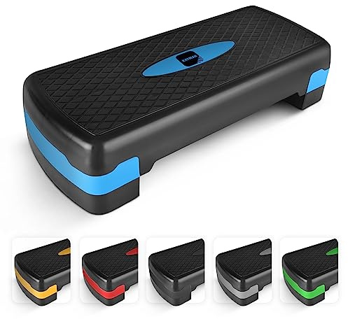 KAYMAN Exercise Steps with Adjustable 2 Step Level Heights (10,15 cm),Fitness Stepper for Home & Gym, Suited for Aerobic Steps, Cardio, Weights, Yoga, DVD Workout, Ideal Equipment for Fitness