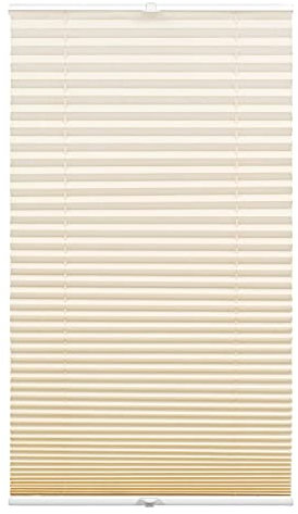GARDINIA Plissee Concept Tageslicht, Blickdichtes Faltrollo, Alle Montage-Teile inklusive, EASYFIX Plissee verspannt mit Zwei Bedienschienen, Beige, 90 x 130 cm (BxH)
