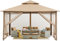 MASTERCANOPY 3 x 3,6 m Doppeldach Gartenpavillon Gartenlaube Pavillon mit 4 Netz für Garten, Hof, Khaki