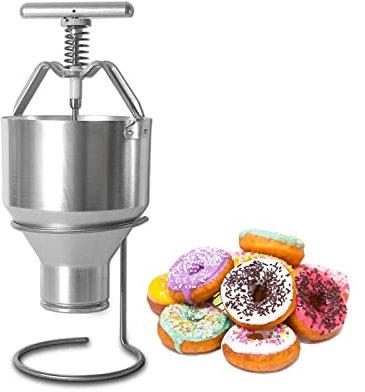 KELUNIS Manual Donut Depositor 4L, Doughnut Maker Dropper Plunger Dough Batter Dispenser Hopper Cake Pastry Baking Tools with Stand for Making 50-70Mm Donut