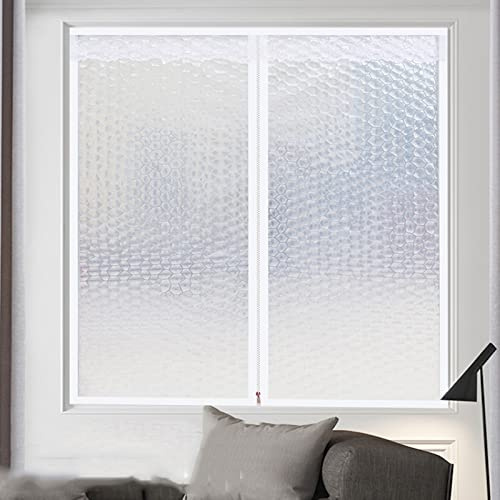 Wärmeschutzvorhang,Thermo Vorhang Isolier Schutz Panel,Winter Kälteschutz Warmer Vorhänge,Durchscheinend Sichtschutz Folie,Multifunktions Dichtung Plane für Fenster (W*H:200x200cm/79x79in)