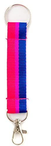 Everflag Regenbogen Schlüsselband Bi-Pride mit Karabinerhaken und Ring 11cm lang