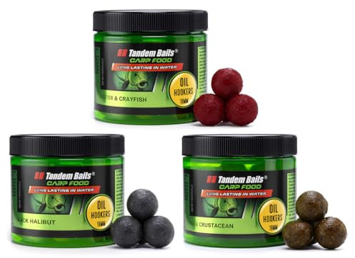 Tandem Baits Karpfen Futter Angelfutter Hakenköder Carp Food Oil Hookers 3-er Set 18 mm 120 g Flavour Mix Fisch
