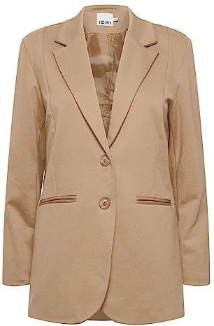 ICHI IHKATE SUS OVERSIZE BL Damen Blazer Longblazer Jacke Long-Blazer mit Knöpfen Stretch und Reverskragen, Größe:2XL, Farbe:Tannin (171320)