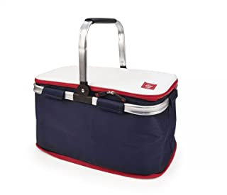 Iris Barcelona - Cesta Picnic Nautic, Picnic Basket Plegable 20 L Blanco, Azul y Rojo
