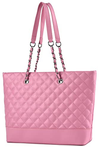 Sac à bandoulière matelassé tendance et léger pour femme avec sangles de chaîne, rose