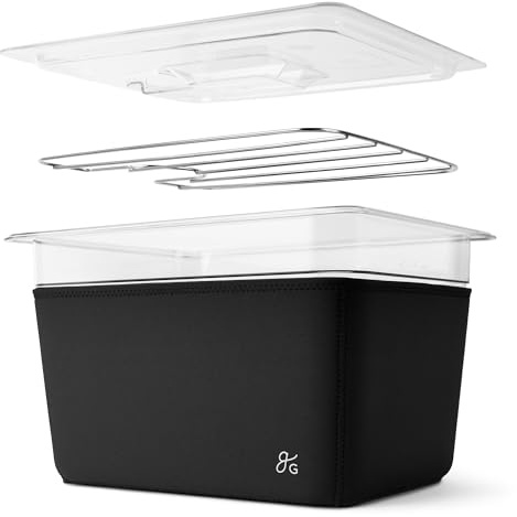 Greater Goods Sous Vide Container | Polycarbonate, Clear, Black | 12 Qt / 11.35L Capacity | Universal, Insulated, Dishwasher-Safe