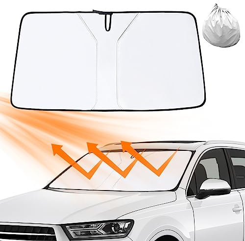 FENGQ Sonnenschutz Auto Frontscheibe Sonnenschirm Auto Faltbar Auto Windschutzscheibe Sonnenschirm mit UV-Schutz Sonnenschutz für Auto Hitzeschutz für die meisten Autos und SUV(142 * 80cm)