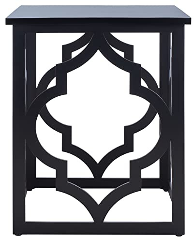 SAFAVIEH Home Collection – Milo Black Trellis End Table, Quatrefoil Open Frame Accent Table, Fully Assembled (AMH1508E)