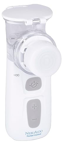 Nebualdo Pocket Control. Nebulizador ultraligero portátil de malla adecuado para tratamiento de trastornos respiratorios. Velocidad regulable. Uso diario. Incluye un estuche para transportarlo - 6 ml