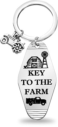Vintage Hotel Motel Keychain Farmer Gift Tractor Charm Gift Farmer Owner Gift Farm Windmill Gift Key To The Farm Keychain