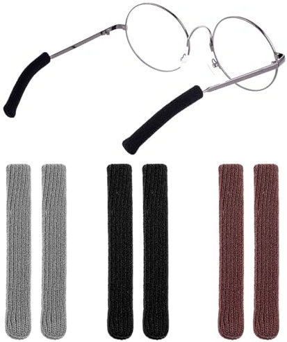 WLLHYF 3 Pair Eyeglass Ear Cushions Elastic Anti-Slip Glasses Ear Grip Soft Knitted Cotton Eyeglasses Temple Tips Sleeve Comfort Glasses Ear Pads Retainers for Sunglasses Eyeglasses Reading Glasses