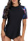 Halcurt UV Shirt Damen Rash Guard Kurzarm UPF 50+ Schwimmshirt Schnell Trocknender Badeshirt UV Schutz Bademode XXL