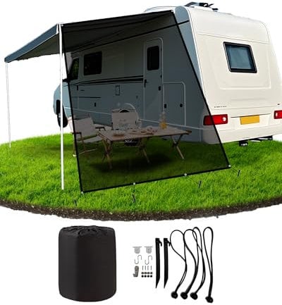 Ezcasch Sonnenschutz für Markise Wohnmobil, 75% View Blocker Markisen, Vorderwand Markise Sichtschutz für Campingwagen,Wohnmobil,Wohnwagen(Höhe 2.5m x Breite 2.15m)