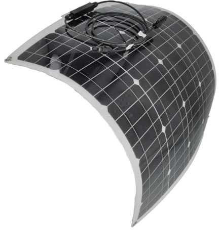 Jandei - Panel Solar Flexible de 50W 18V Monocristalino Impermeable con Celdas Solares de Alta Eficiencia para Techos, Caravanas, Caminar, Camping