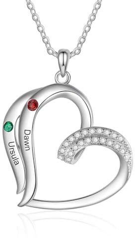 jewelora Collana per la mamma con nome pietra natale Collana da donna personalizzata Collana Love rose Gioielli per la festa della mamma Natale Compleanno (C-2 Name)