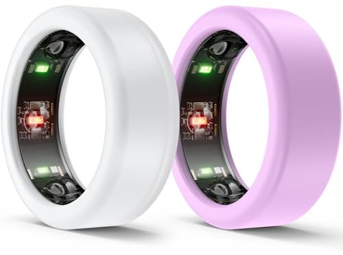 ottpluscase Luftschutz für Galaxy Ring/Oura Ring/Ultrahuman-Ring, Silikonhülle, kratzfest, für Galaxy Ring/Oura Ring Gen 3/Ultrahuman Ring/Ring Conn, transparent + lila (M für 11/12/13/14)
