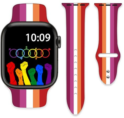 Lesbian Pride - Cinturino di ricambio compatibile con Apple Watch da 38 mm, 40 mm, 41 mm, per ragazze, donne, uomini, in silicone, per iWatch serie SE 8, 7, 6, 5, 4, 3, 2, 1