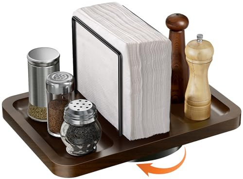 Gomyrod Servilletero para mesa, dispensador de servilletas giratorio de metal con salero y pimentero, soporte para toallas de papel de pie para baño, cocina, comedor, decoración de mesa, no incluye