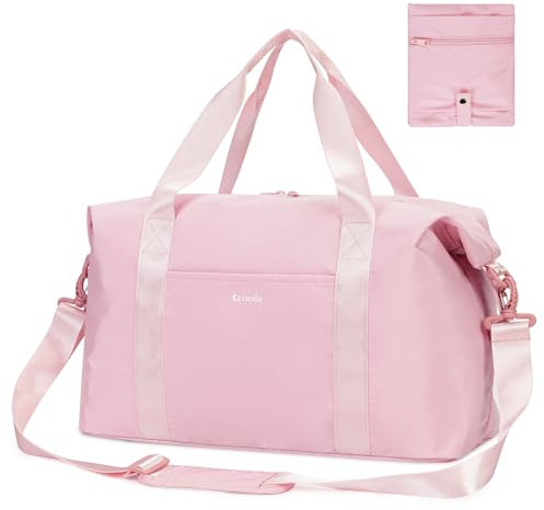 Ceneda Reisetasche Handgepäck Sporttasche Damen Handgepäck Tasche für Flugzeug Easyjet 45x36x20 Faltbare Reisetasche Camping Weekender Bag(Rosa)