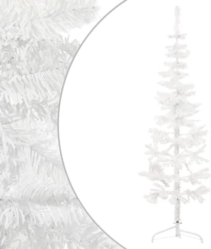albero di natale slim,albero di natale 180 cm,abete slim,Albero Natale Artificiale Sottile a Metà Supporto Bianco 180 cmIdeale per patii, salotti, dove è necessario