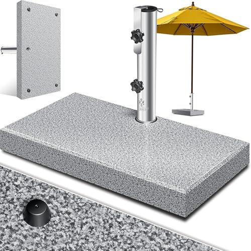KESSER® Pied de Parasol en Granit avec Tube en Acier Inoxydable, Socle de Parasol de Haute qualité 30KG - pour tiges de Parasol jusqu'à 16-48 mm, poignée de Transport Incluse