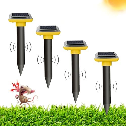 Yongge Ultraschall Maulwurf vertreiber Solar 4 Stück, IP66 Wasserdichter, Effektiv Maulwurf auf ca.700m² für den Außenbereich zur Abwehr von Maulwürfen und Erdhörnchen in Rasenflächen und Gärten
