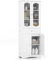 COSTWAY Armoire de Rangement de 160 cm de Haut, 2 Portes en Verre Transparent, 2 Etagères Réglables, 1 Tiroir, Autoportante, pour Salle de Bain, Cuisine, Salon, Salle à Manger, Bureau, Blanc