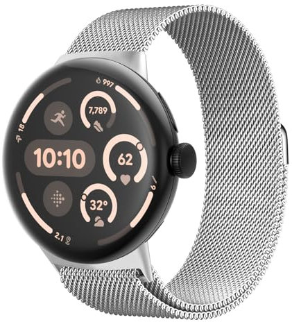 SOLOLUP Metallarmband kompatibel mit Google Pixel Watch 4/3 45mm Armband für Damen Herren,Metall Geflechtschlaufe Edelstahl Ersatzarmband mit Magnetschnalle für Pixel Watch 4/3 45mm Uhrenarmband