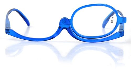 Wisebom Gafas de Lectura de Maquillaje para Mujer, Gafas de Maquillaje Giratorias Lupas Gafas Cosméticas Plegables Gafas de Maquillaje de Ojos Gafas de Presbicia para Maquillaje (Azul, 1.0)