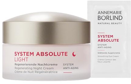 ANNEMARIE BÖRLIND SYSTEM ABSOLUTE SYSTEM ANTI-AGING Regenerierende Nachtcreme light (50ml) + Gratis SYSTEM ABSOLUTE Glättende Augencreme im Sachet - Aktiviert Die Kollagen- und Elastinproduktion