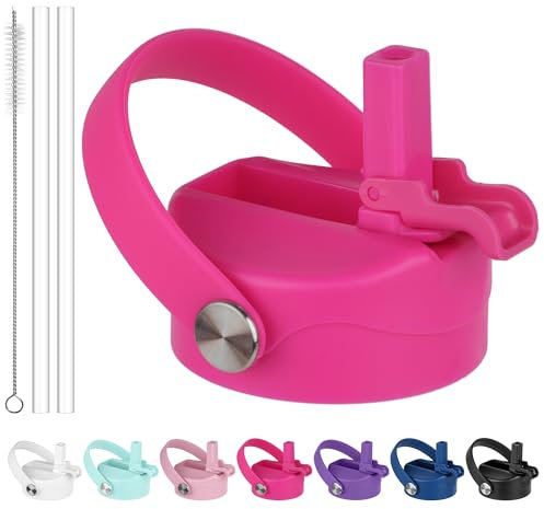 Diumepo Lid with Straw for Hydro Flask, Replacement Straws Cap Lid for Hydroflask 12-64 oz Wide Mouth Water Bottles, Dust Cover Lid Compatible with Wide Mouth Water Bottles (Rose)