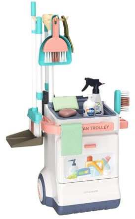Kit de Limpieza para niños de 1 a 3 años, Juguetes de Limpieza para niños de 2 a 4 años, Escoba y Juego de Limpieza para niños pequeños, 15 Piezas, Juguetes de Limpieza para bebés, Juego