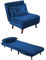 Home Source Single Sofa Bed Futon Chair with Pillow, Folding Recliner Settee, Blue Velvet