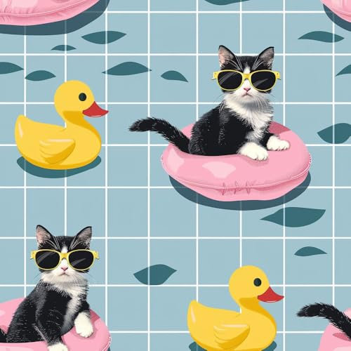 JIAOQSS Papier Peint Adhesif Mural Chat canard mignon Papier Adhesif pour Meuble Papier Peint Autocollant Cuisine Placard Stickers Muraux