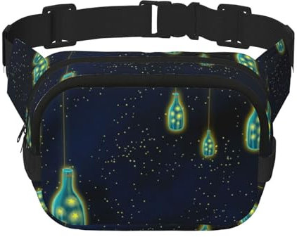 Gürteltasche mit wunderschöner Flasche Under The Night Sky Aufdruck, Unisex, quadratisch, doppellagig, Umhängetasche, Reise-Workout-Zubehör, Schwarz, Einheitsgröße, Schwarz, One Size