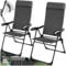 tectake® Gartenstuhl Hochlehner, Gartenmöbel Set, Liegestuhl 7-Fach verstellbar, Klappstuhl, Campingstuhl, Klappstühle Balkon Möbel, Camping Stuhl, Gartenstühle - anthrazit, 2er Set