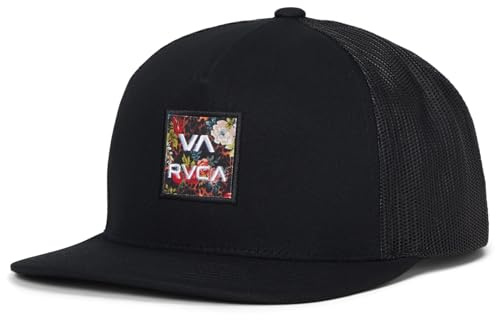 RVCA Verstellbare Trucker-Mütze für Herren mit Snapback-Mesh, Schwarz, floral, Einheitsgröße
