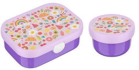 Mepal | Kinder Obst- und Bento Box | Campus meets Fruits | Spülmaschinenfest & BPA-frei | 300 & 750 ml | Mit Fächern, Gabel & Clip-Verschluss | Perfekt für Snacks & Mahlzeiten | Food Fest