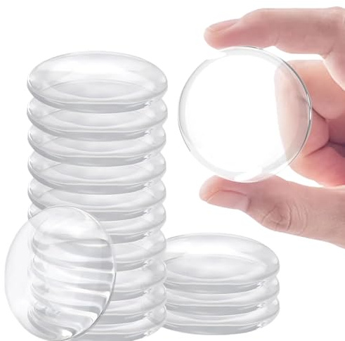 12 Pcs Self Adhesive Door Stopper, Clear Round Door Handle Protector Pads | 8Mm Thickness, Shock Absorbing Noise Reduction, Reusable, No Drilling, Suitable For Doors, Fridges And Cabinets