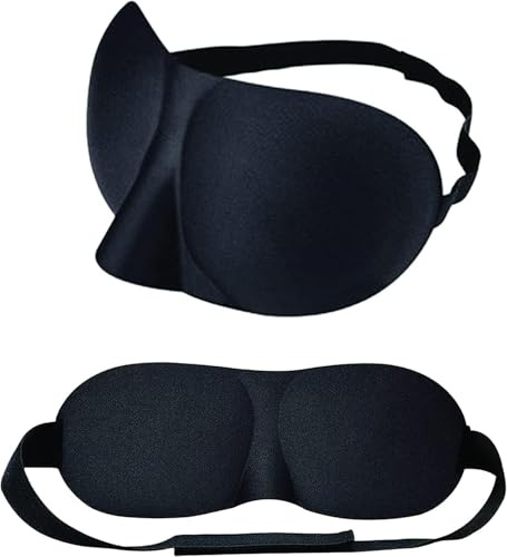 PARENCE - 2 Stück Schlafmasken – Schlafmaske mit Verstärkung und Nasenausschnitt – Komfort-Fleece-Maske – 23 x 9 cm